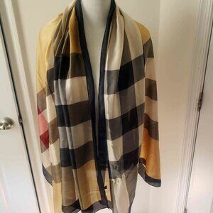 Long Tan/Black/Red/Cream Scarf
